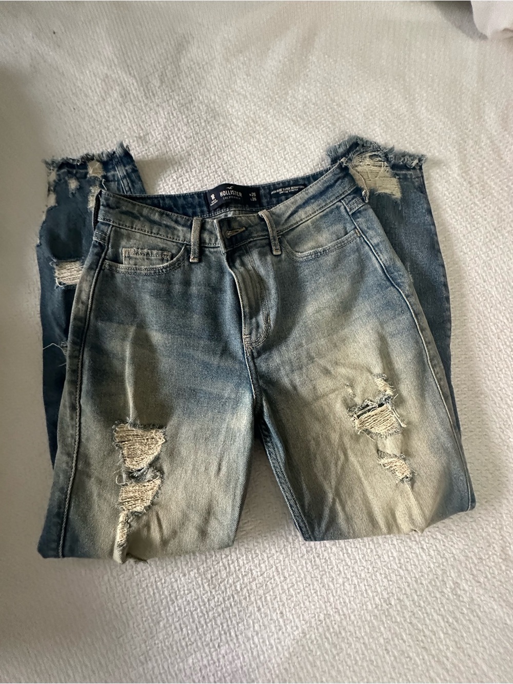 Hollister Light Wash Distressed Boyfriend Jeans